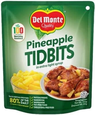 del monte pineapple tidbits 115g