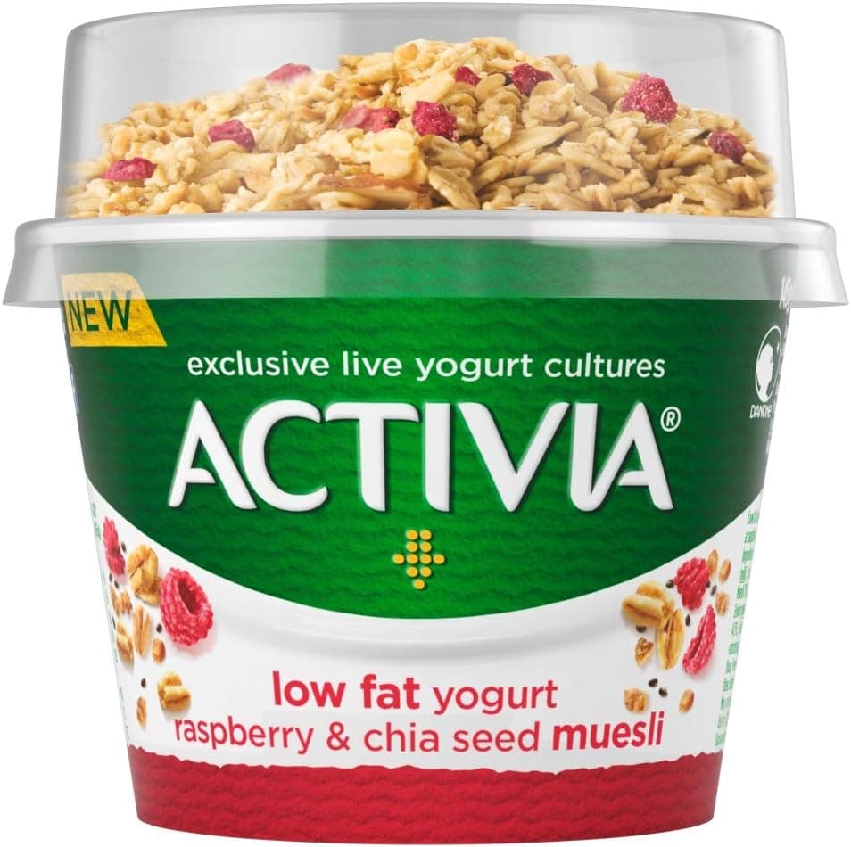 Low fat yogurt raspberry & chia seed muesli