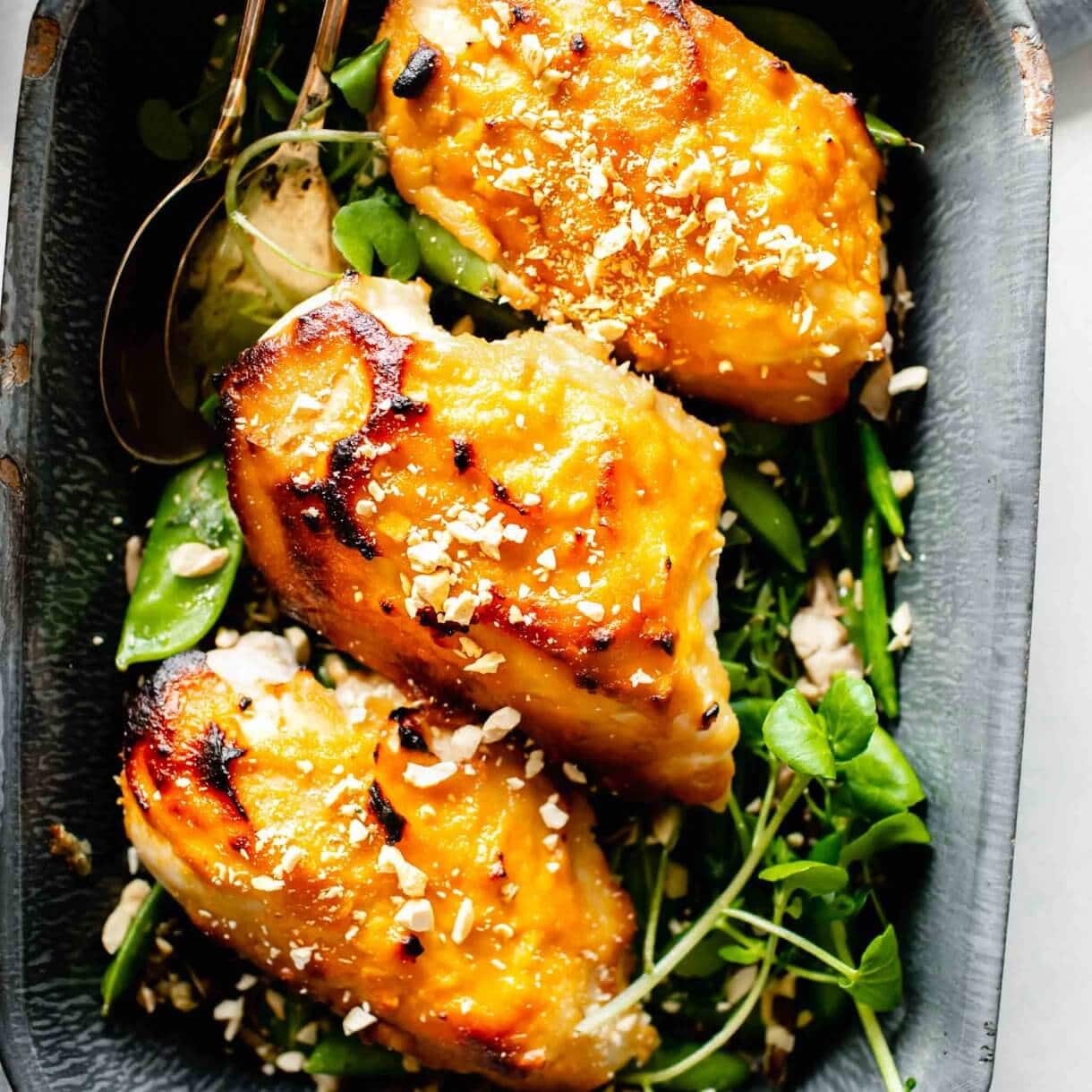 Steamed chicken breast, plum miso flavor